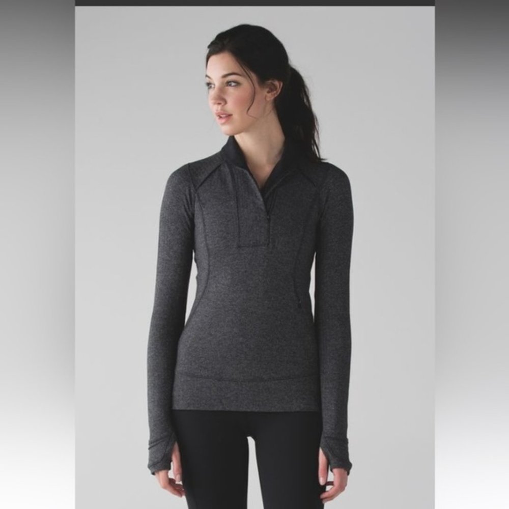 Lululemon Think Fast PulloverHeathered Herringbone Heathered Gym running sz 8